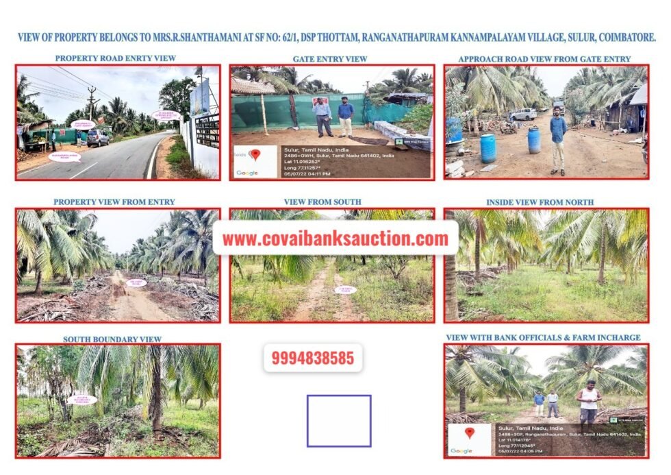 2 Acres Vacant Land Sale in Kannampalayam Sulur Covai Banks Auction